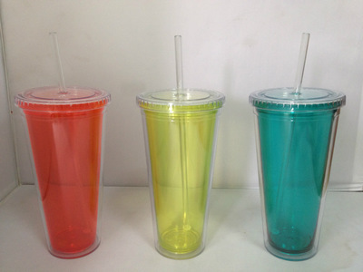 【雙層AS冰杯 帶硅膠套塑料杯 雙層隔熱吸管杯】價格,廠家,圖片,杯子,永康市飛洋杯業-